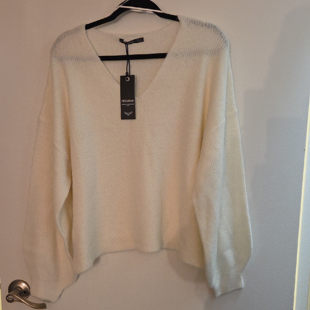 Threadable Women's Soft Cream V-Neck Sweater